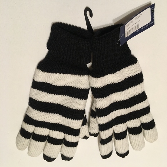 American Rag Accessories - American Rag Knit Gloves BlackWhite Stripe